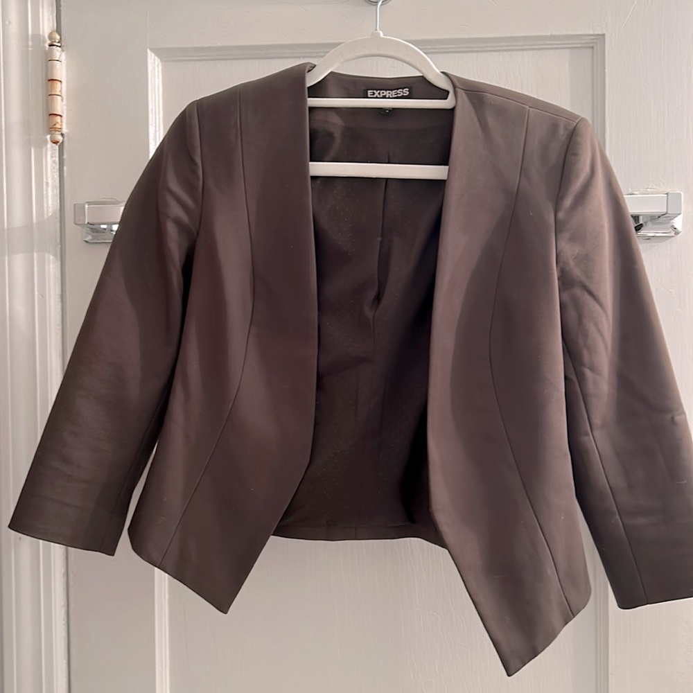 Express olive green lined cropped blazer